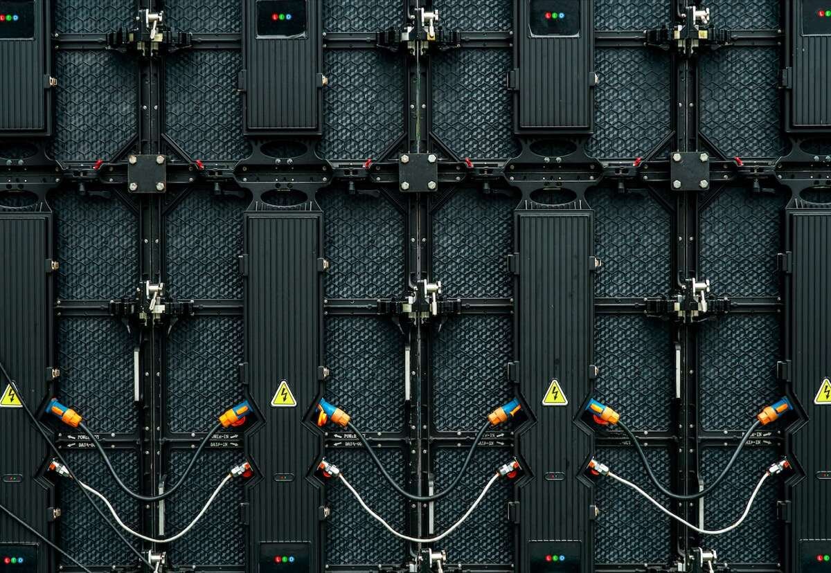 Giant LED screen seen from behind